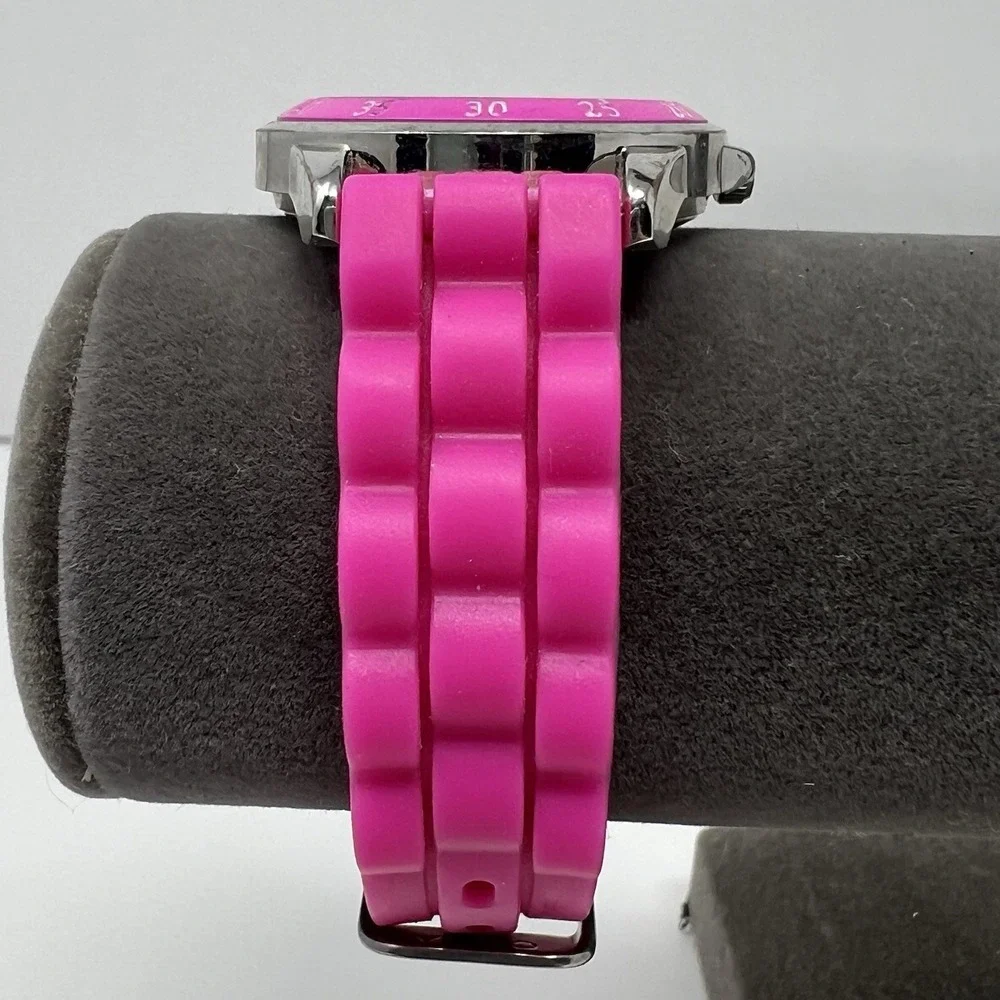 Minnie Mouse Accutime Girls Analog Watch Pink Silicone Band Time Learning Disney